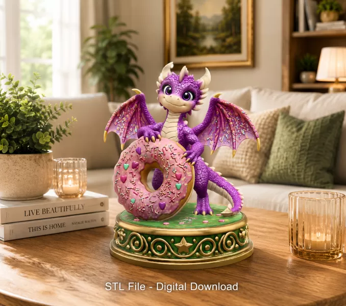 Sweet Donut Dragon STL File for 3D Print - Model preview 2