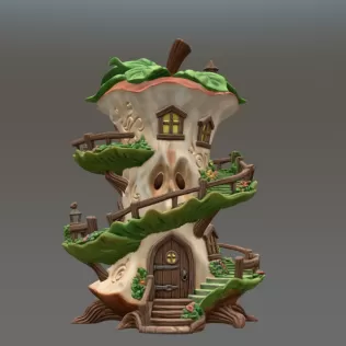 Enchanted Apple Core House STL File for 3D Printing - Model thumbnail 3