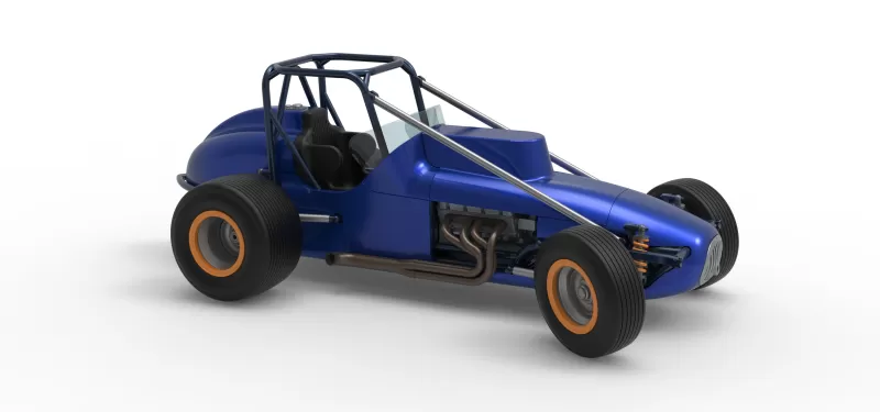 Dirt Silver Crown Champ car while turning Scale 1:25 - Model preview 24