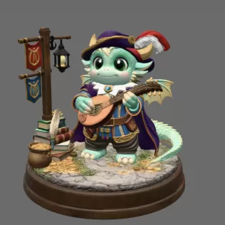 Mystic Bard Dragon STL File for 3D Printing - Model thumbnail 4