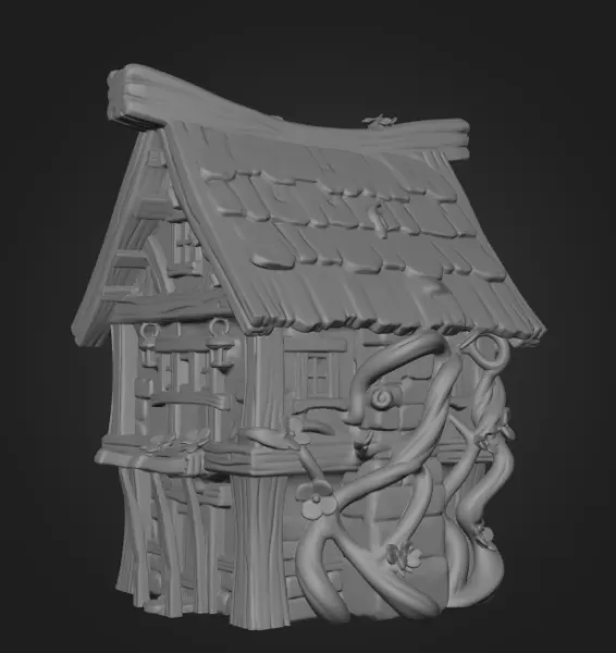 Enchanted Forest Cottage STL File 3D Printable Fantasy House - Model preview 11