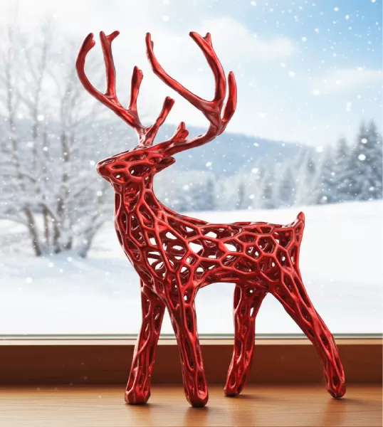 3 pcs. Miniature Modern Deer Family, Voronoi Diagram Christmas - Model preview 7