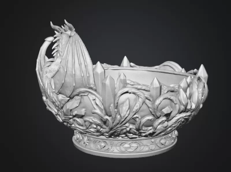 Celestial Crystal Dragon Bowl STL File for 3D Print - Model preview 17