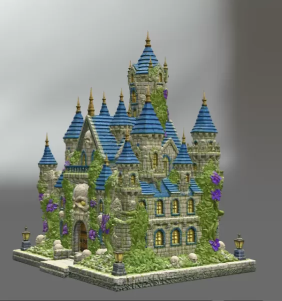 Skull Bloom Castle STL File for 3D Print - Model preview 9