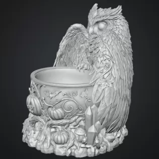 Mystic Halloween Owl Bowl STL File for 3D Print - Model thumbnail 14
