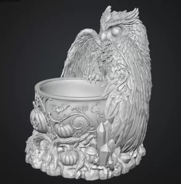 Mystic Halloween Owl Bowl STL File for 3D Print - Model preview 14