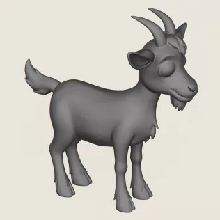 Cartoon Goat Print Ready 3D Model - Model thumbnail 4