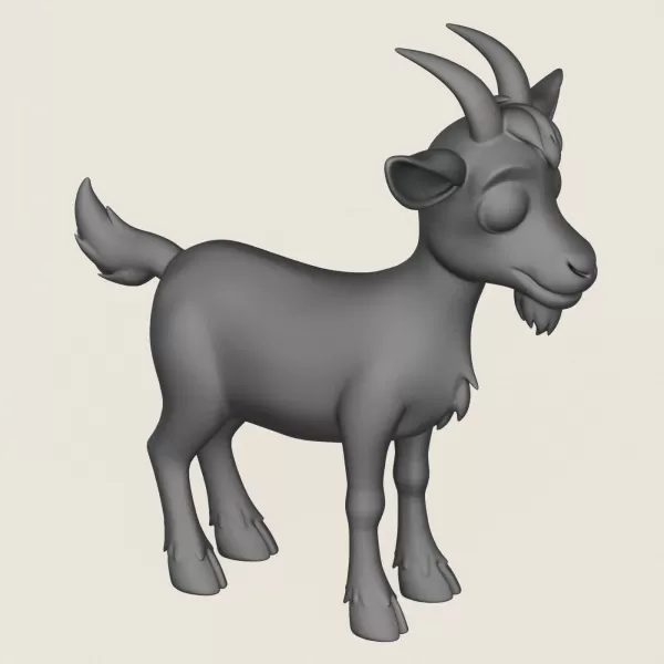 Cartoon Goat Print Ready 3D Model - Model preview 4