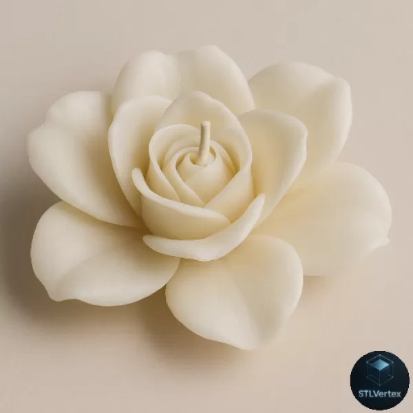 Gardenia Flower Candle Printable 3D Model - Model preview 1
