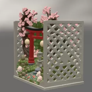 Sakura Sanctuary Book Nook STL File for 3D Print - Model thumbnail 11