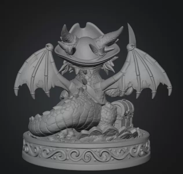 Cute Treasure Hunter Dragon STL File for 3D Printing - Model preview 10