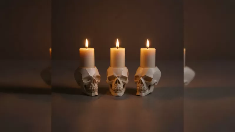 Skull Candle Holder - Gothic Decor - Model preview 5