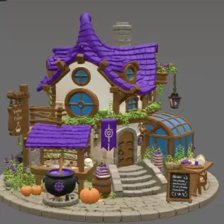 Lavender Witch Apothecary Cottage STL File for 3D Print - Model thumbnail 5