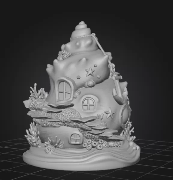 Seashell House STL File – Fantasy Ocean Shell House - Model preview 7