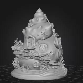 Seashell House STL File – Fantasy Ocean Shell House - Model thumbnail 7