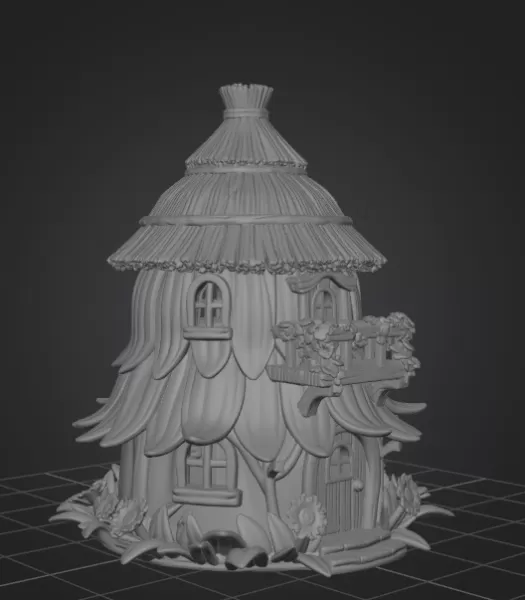 Fantasy Straw Cottage – STL File 3D Printable Fairy House - Model preview 11