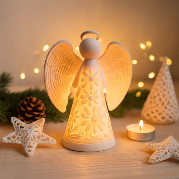 Christmas Angel Candle Holder | Glowing Holiday Decoration - Model preview 8
