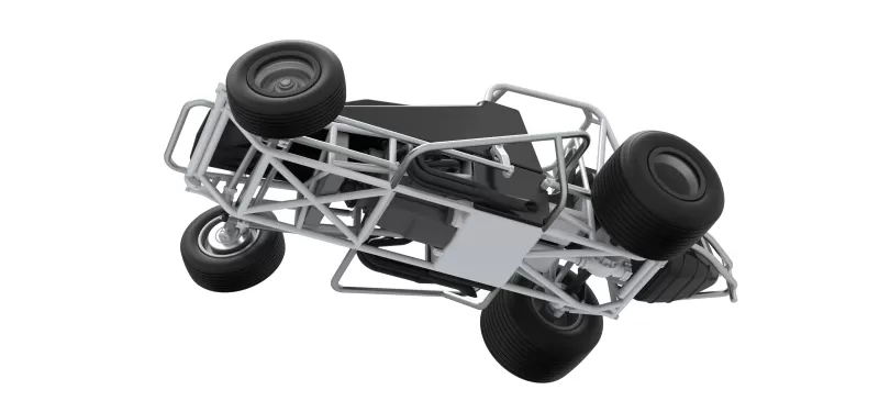 Vintage Dirt Silver Crown Car while turning Scale 1:25 - Model preview 3