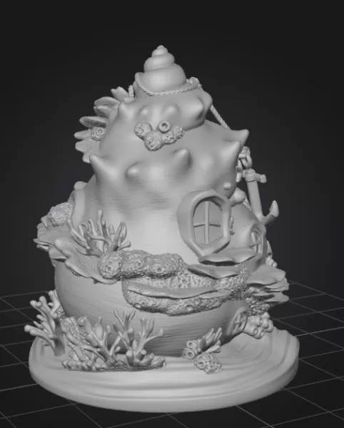 Seashell House STL File – Fantasy Ocean Shell House - Model preview 10