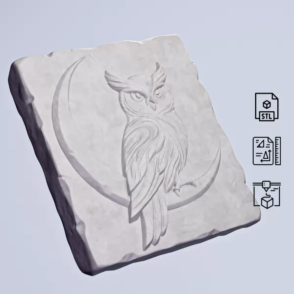 Owl Stone Relief #RoZ - Model preview 4