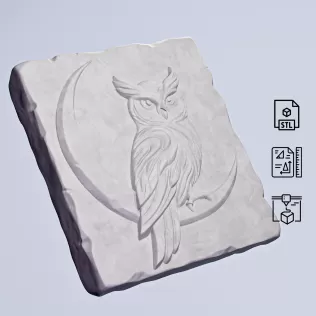 Owl Stone Relief #RoZ - Model thumbnail 4