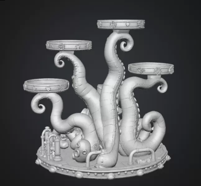 Steampunk Octopus Tray Organizer STL File for 3D Print - Model preview 13