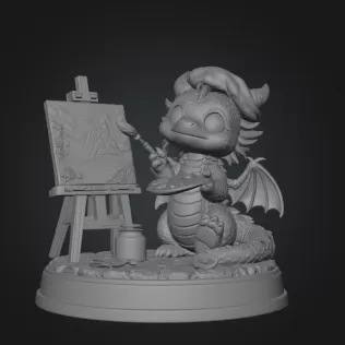 Cute Artist Dragon STL File for 3D Print - Model thumbnail 8