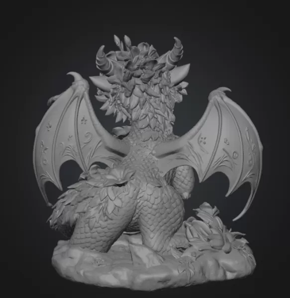 Cute Moonlight Dragon with Crystal Orb STL File for 3D Print - Model preview 12