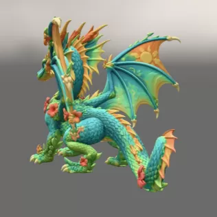 Summer Bloom Dragon STL File for 3D Print - Model thumbnail 9