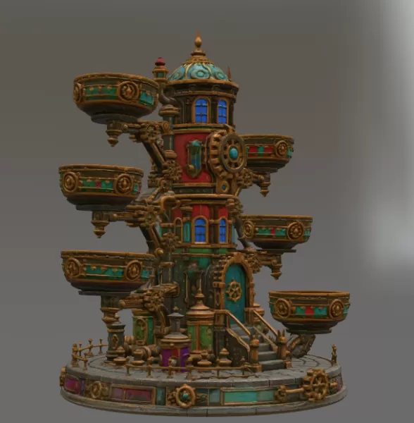 Steampunk Key & Jewelry Organizer STL File for 3D Print - Model preview 11