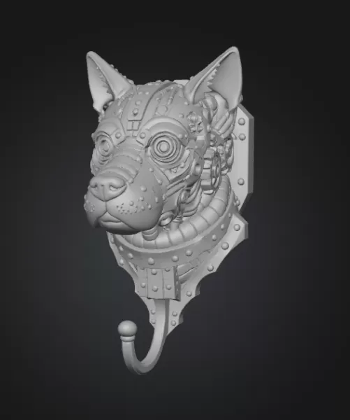 Steampunk Dog Wall Hook - Model preview 5