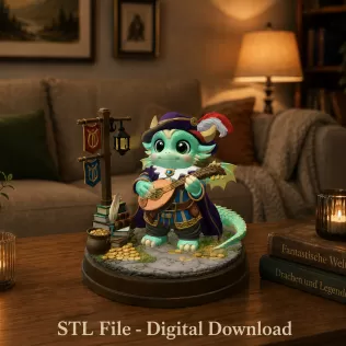 Mystic Bard Dragon STL File for 3D Printing - Model thumbnail 2