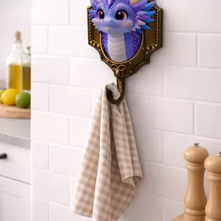 Cute Dragon Wall Hook – STL File for 3D Printing - Model thumbnail 2