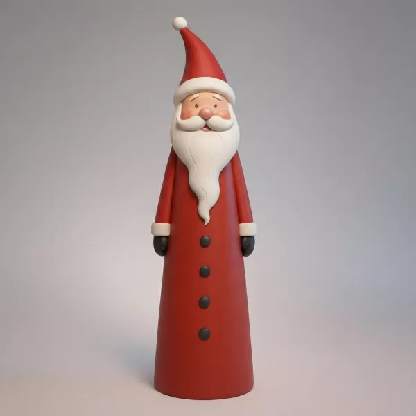 Tall Santa Claus Figurine | Minimalist Christmas Decoration - Model preview 4