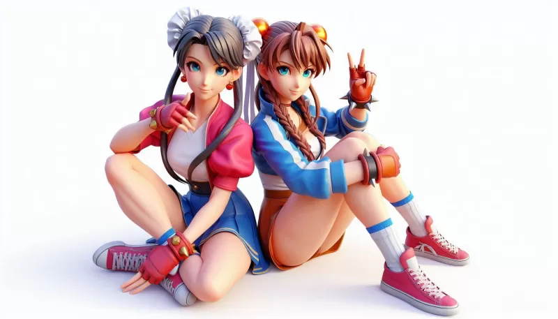 Two Fighter Girls 3D Model - Model preview 1