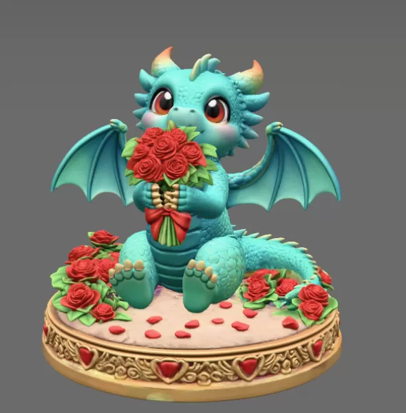 Romantic Dragon STL File for 3D Print - Model preview 3