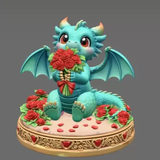 Romantic Dragon STL File for 3D Print - Model thumbnail 3