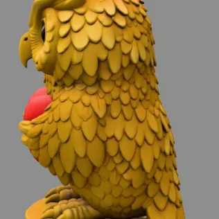 Owl with Heart - Highly Detailed Figurine Pendant - Model thumbnail 4