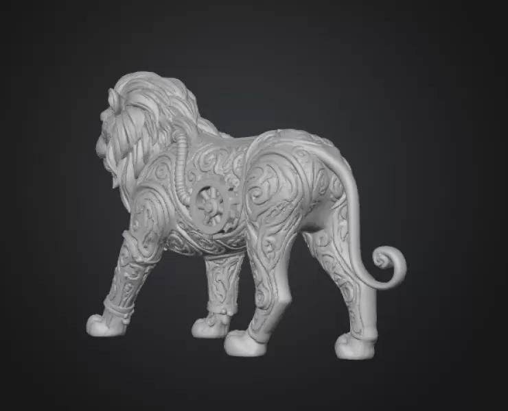 Ornate Lion Statue (High Detail) - Model preview 3