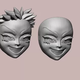 Kimetsu no yaiba akaza mask cosplay demon slayer - Model thumbnail 4
