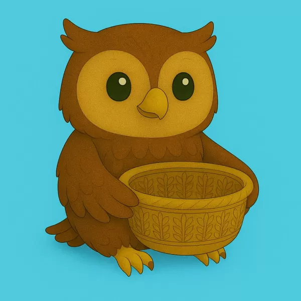 Owl Holding Gift Basket - Model preview 1