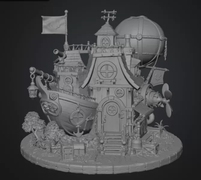 Sky Captain Airship House STL File for 3D Print - Model preview 16