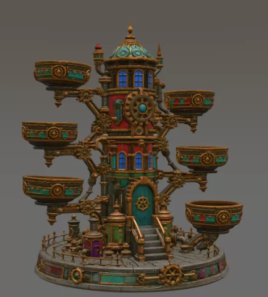 Steampunk Key & Jewelry Organizer STL File for 3D Print - Model preview 6