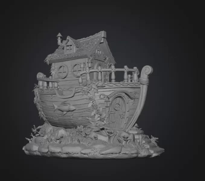 Enchanted Ship Cottage STL File 3D Print - Model preview 10