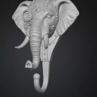 📝 STL File Description — Steampunk Elephant Wall Hook - Model thumbnail 2