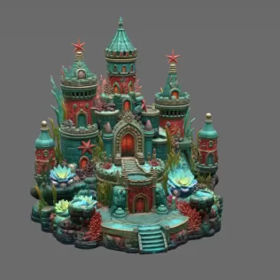 Coral Kingdom Fantasy Castle STL File for 3D Print - Model thumbnail 8