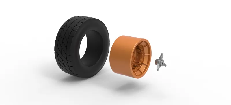 Wheel of Vintage Dirt race car V7 Scale 1:25 - Model preview 9