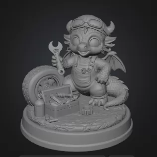 Cute Mechanic Dragon Figurine STL File for 3D Print - Model thumbnail 7