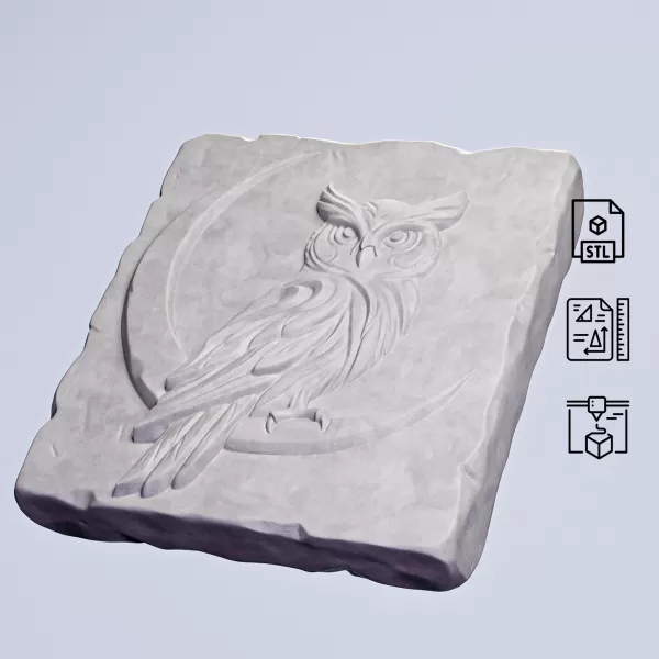 Owl Stone Relief #RoZ - Model preview 6