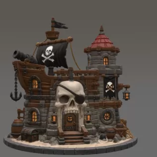 Pirate Skull Fortress STL File for 3D Print - Model thumbnail 4